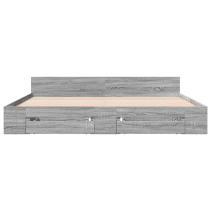 Bed Frame with Drawers without Mattress Grey Sonoma 200x200 cm