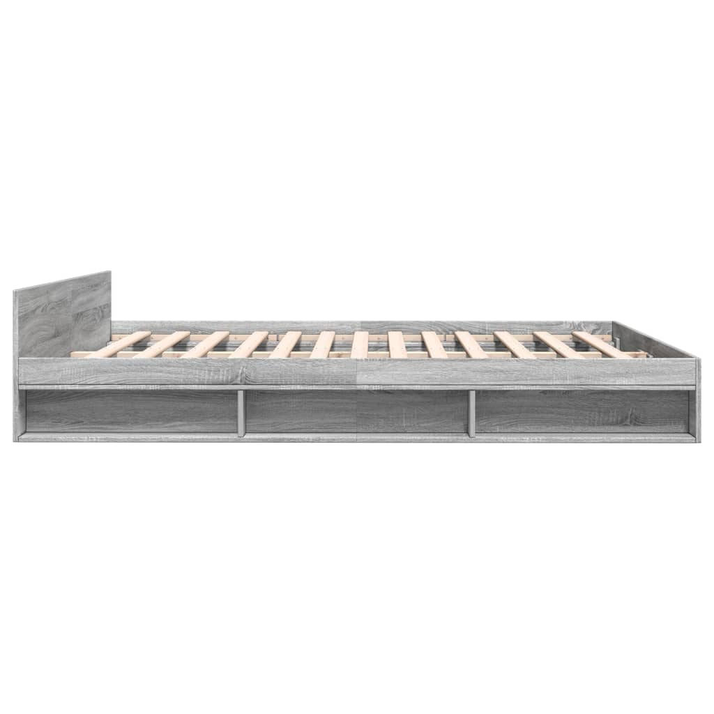 Bed Frame with Drawers without Mattress Grey Sonoma 180x200 cm Super King