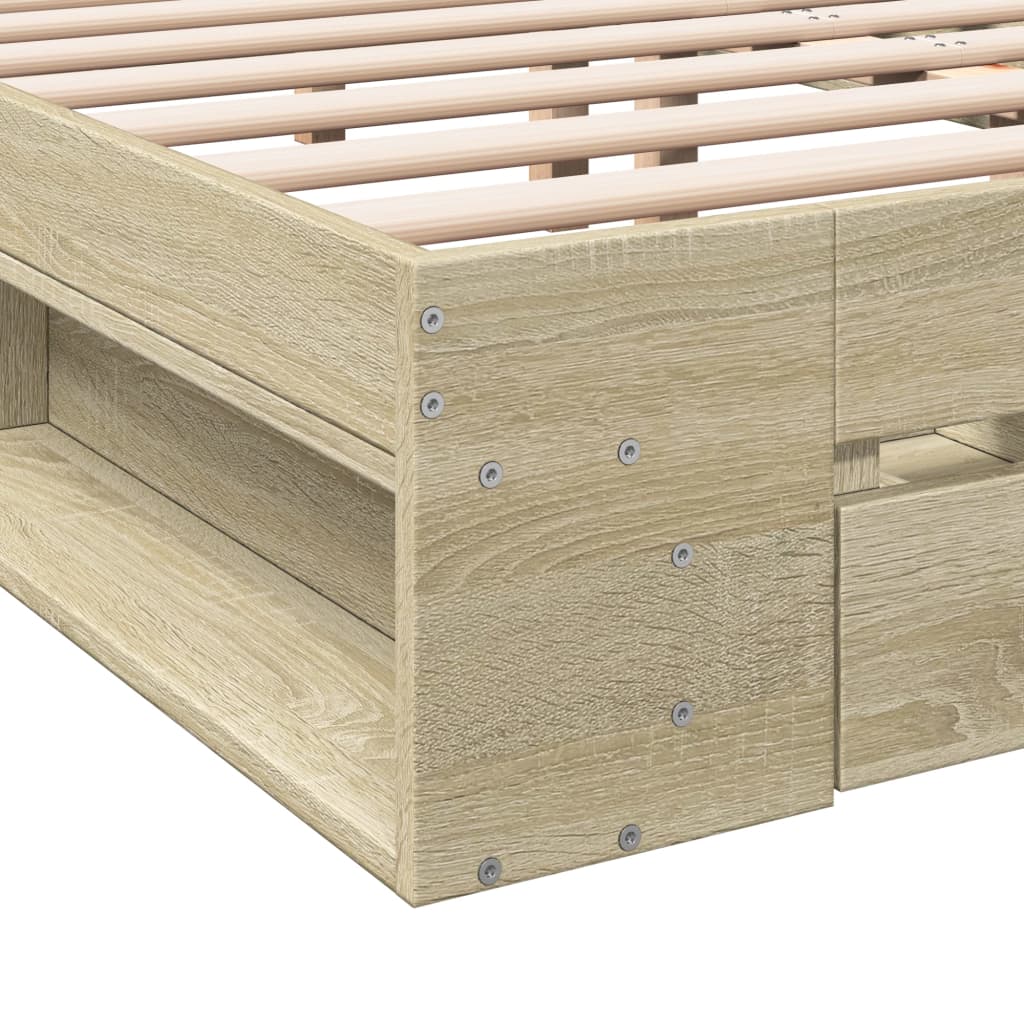 Bed Frame with Drawers without Mattress Sonoma Oak 160x200 cm