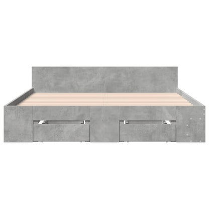 Bed Frame with Drawers without Mattress Concrete Grey 150x200 cm King Size