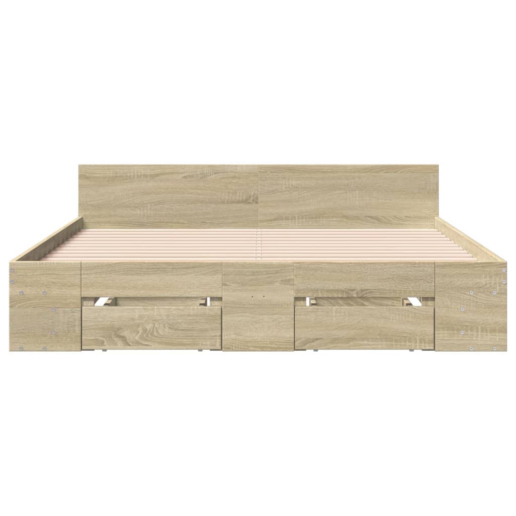Bed Frame with Drawers without Mattress Sonoma Oak 140x200 cm