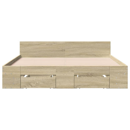 Bed Frame with Drawers without Mattress Sonoma Oak 140x200 cm