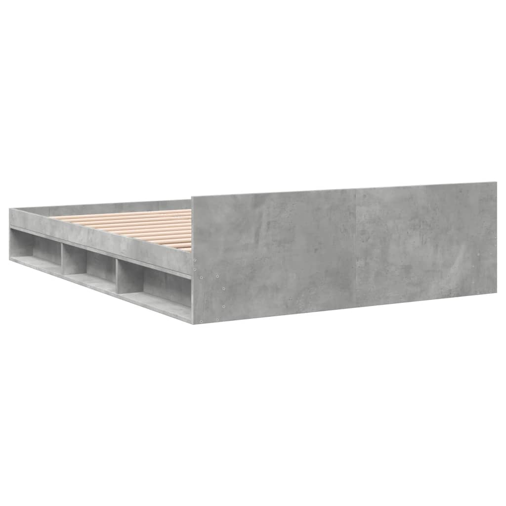 Bed Frame with Drawers without Mattress Concrete Grey 140x190 cm