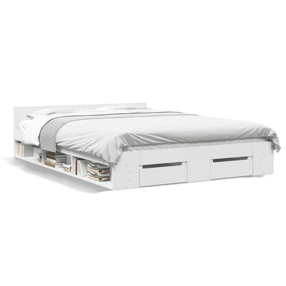 Bed Frame with Drawers without Mattress White 135x190 cm Double