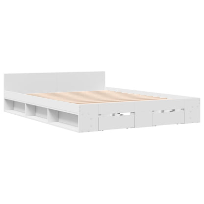 Bed Frame with Drawers without Mattress White 135x190 cm Double