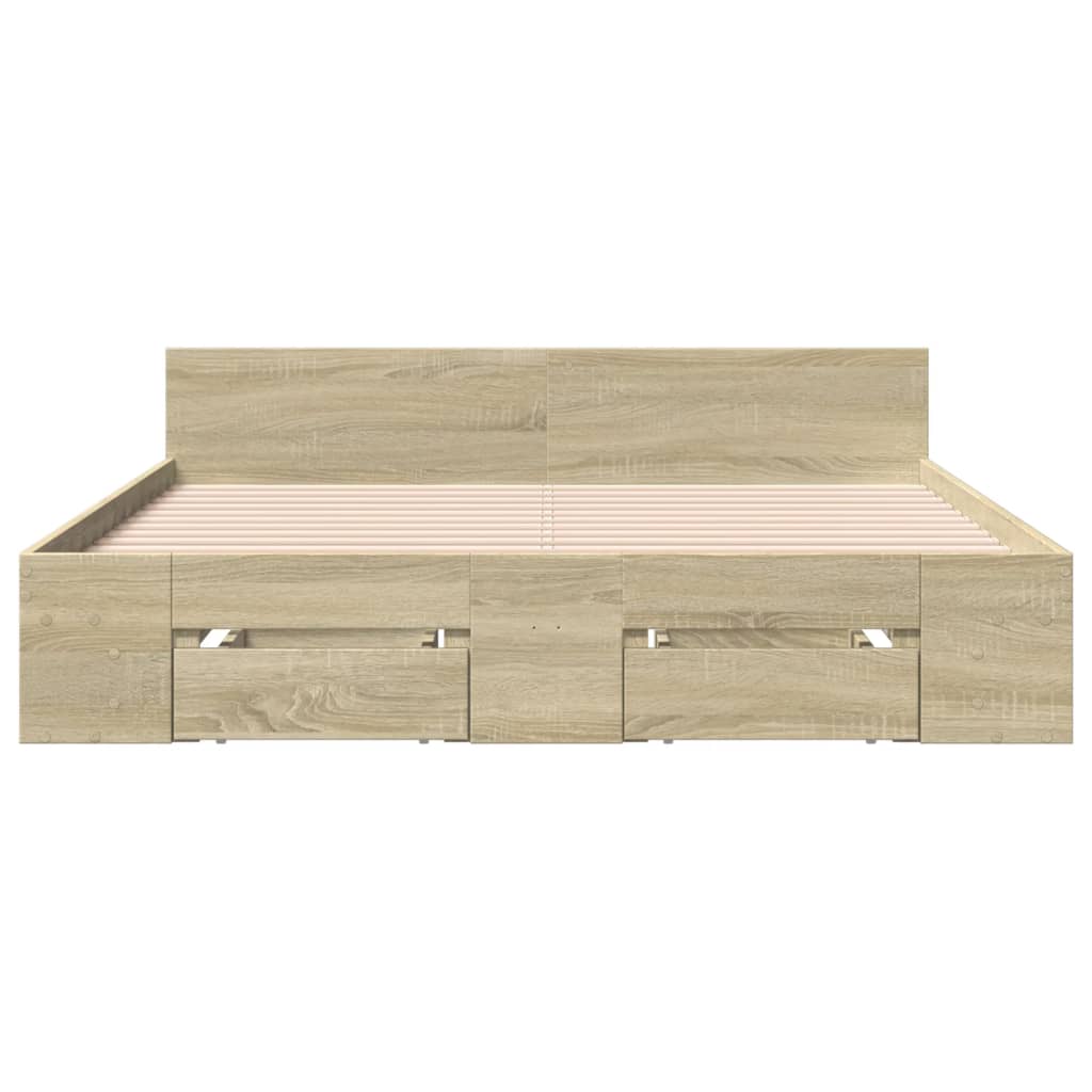 Bed Frame with Drawers without Mattress Sonoma Oak 135x190 cm Double