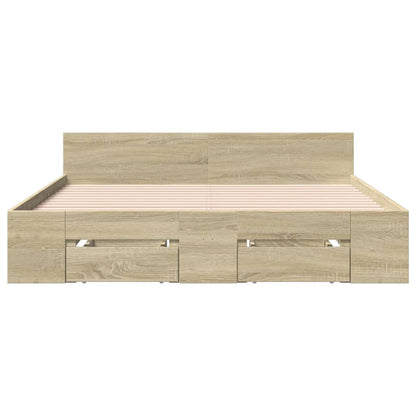 Bed Frame with Drawers without Mattress Sonoma Oak 135x190 cm Double