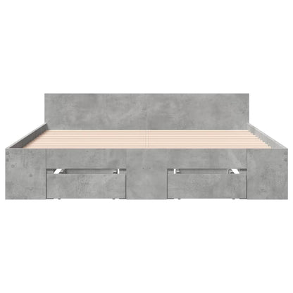 Bed Frame with Drawers without Mattress Concrete Grey 135x190 cm Double