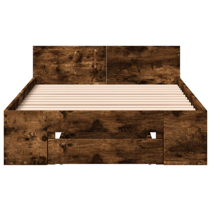 Bed Frame with Drawer without Mattress Smoked Oak 90x190 cm Single