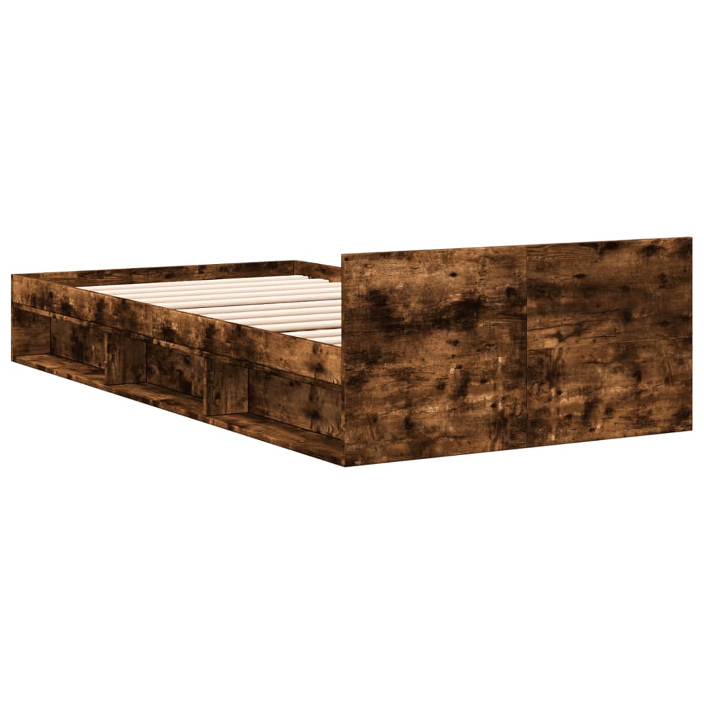 Bed Frame with Drawer without Mattress Smoked Oak 90x190 cm Single