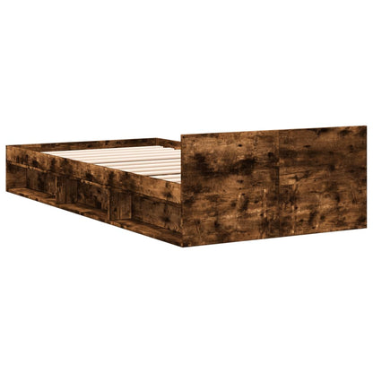 Bed Frame with Drawer without Mattress Smoked Oak 90x190 cm Single