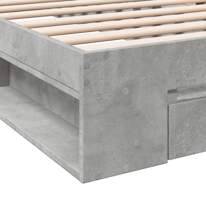 Bed Frame with Drawer without Mattress Concrete Grey 100x200 cm