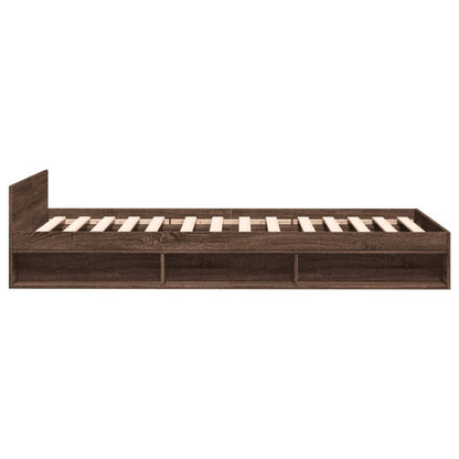 Bed Frame with Drawer without Mattress Brown Oak 90x200 cm