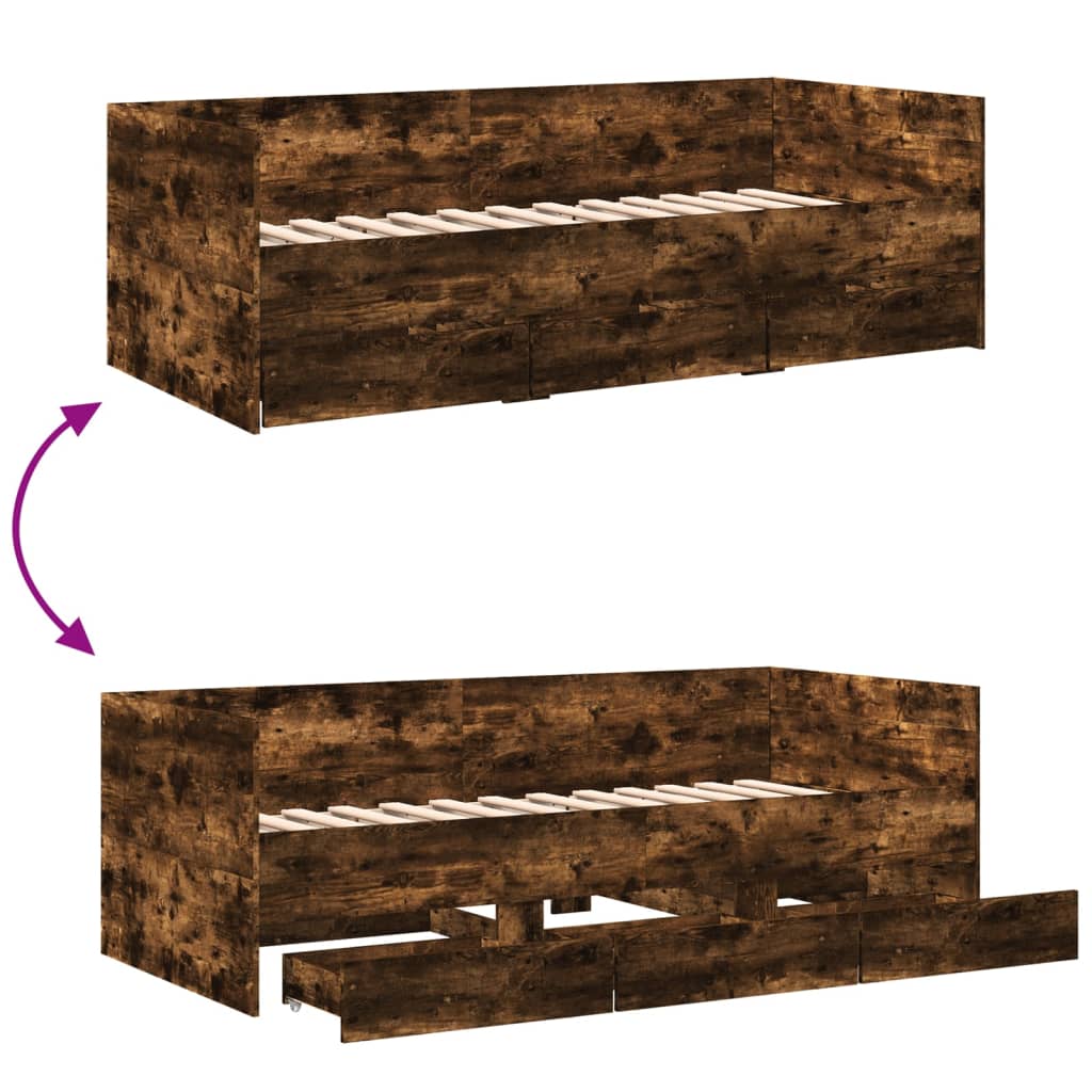 Daybed | Smoked Oak | Engineered Wood | Double