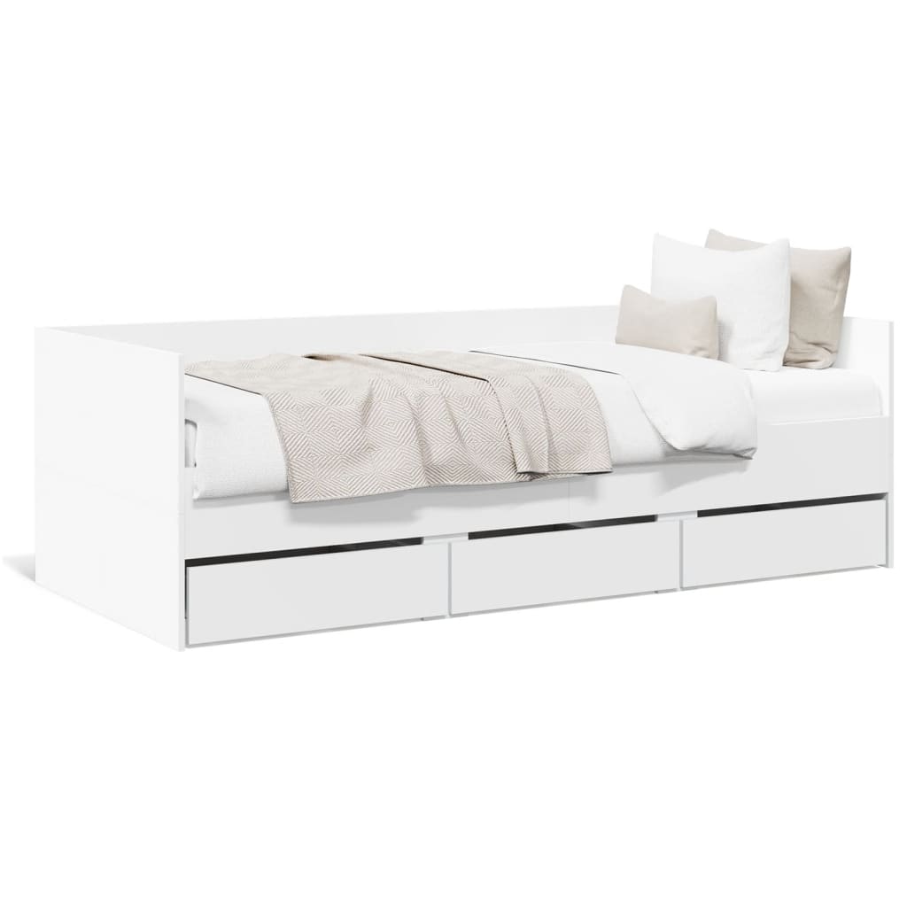 Daybed with Drawers without Mattress White 90x200 cm