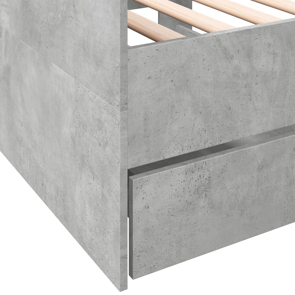 Daybed with Drawers without Mattress Concrete Grey 90x200 cm
