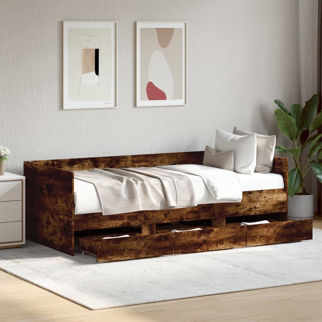 Daybed | Smoked Oak | Engineered wood | 90x200 cm | Convertible