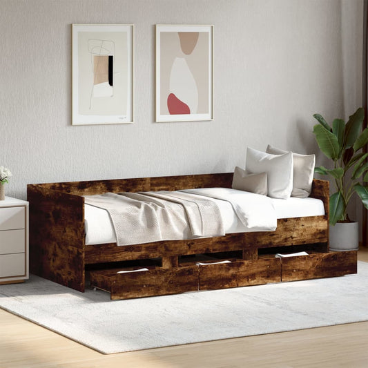 Daybed | Smoked Oak | Engineered wood | 90x200 cm | Convertible