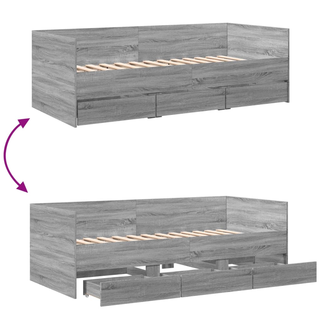 Daybed | Grey Sonoma | Engineered Wood | Single to Double