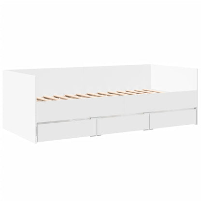 Daybed with Drawers without Mattress White 90x190 cm Single