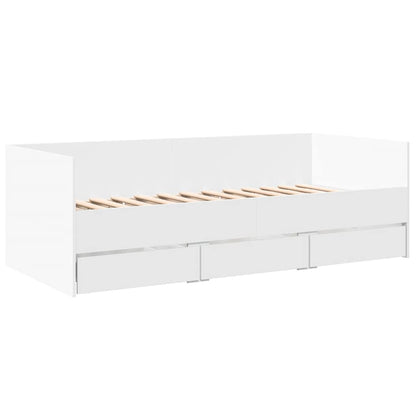 Daybed with Drawers without Mattress White 90x190 cm