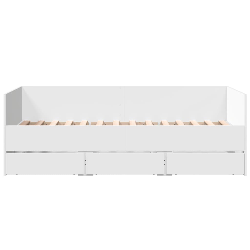 Daybed with Drawers without Mattress White 90x190 cm Single