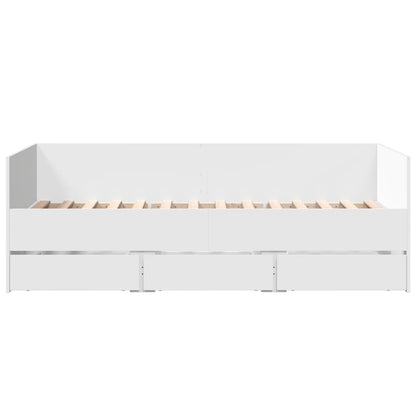 Daybed with Drawers without Mattress White 90x190 cm Single