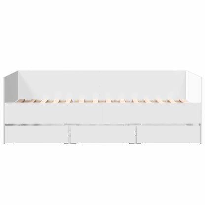 Daybed with Drawers without Mattress White 90x190 cm