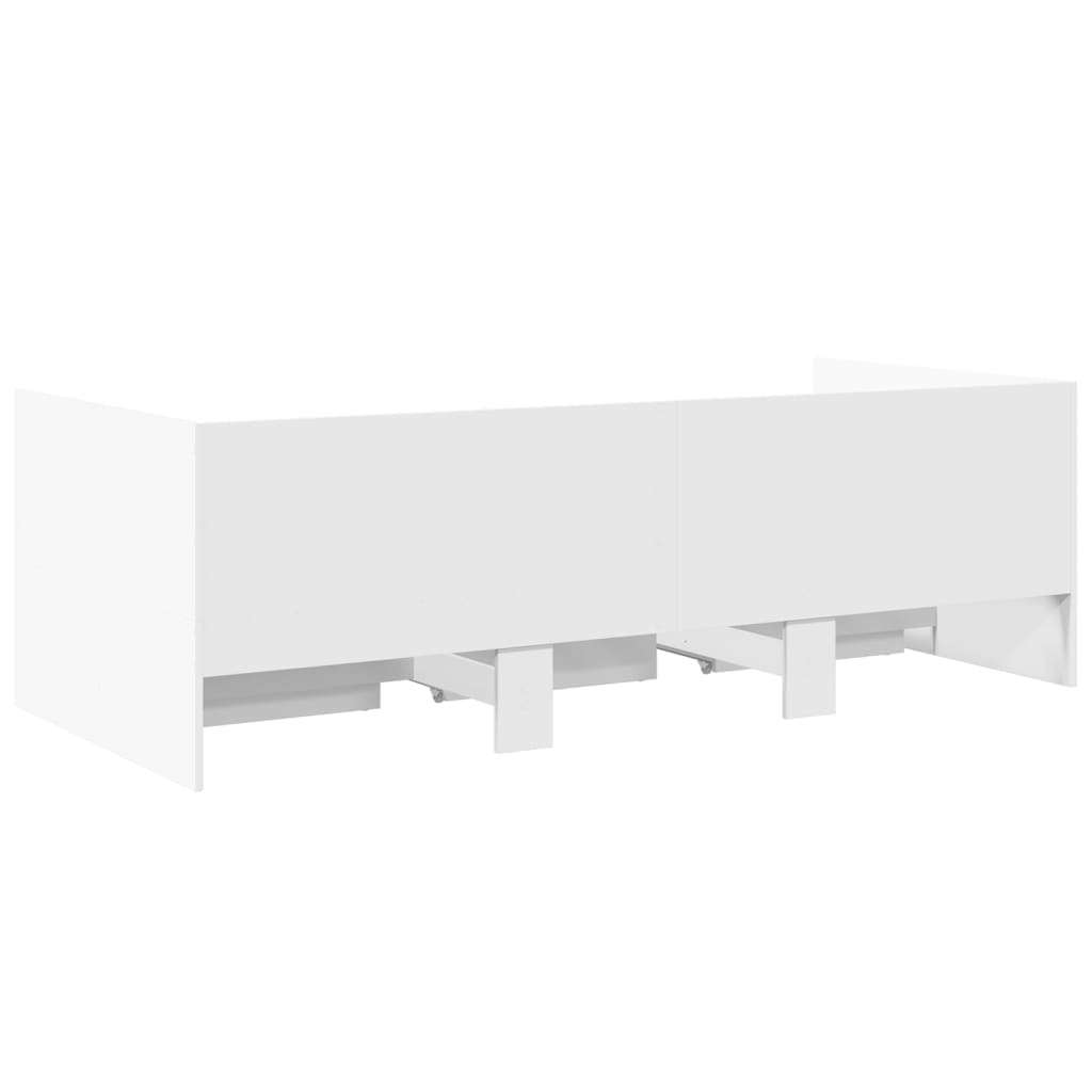 Daybed with Drawers without Mattress White 90x190 cm Single