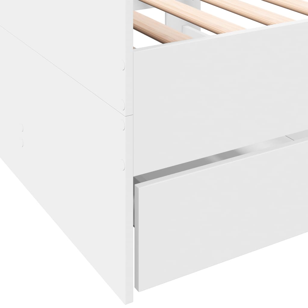 Daybed with Drawers without Mattress White 90x190 cm Single
