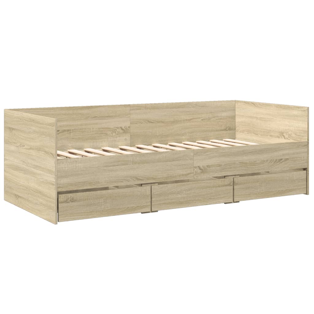 Daybed with Drawers without Mattress Sonoma Oak 90x190 cm Single