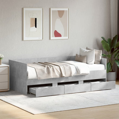 Daybed with Drawers without Mattress Concrete Grey 90x190 cm Single