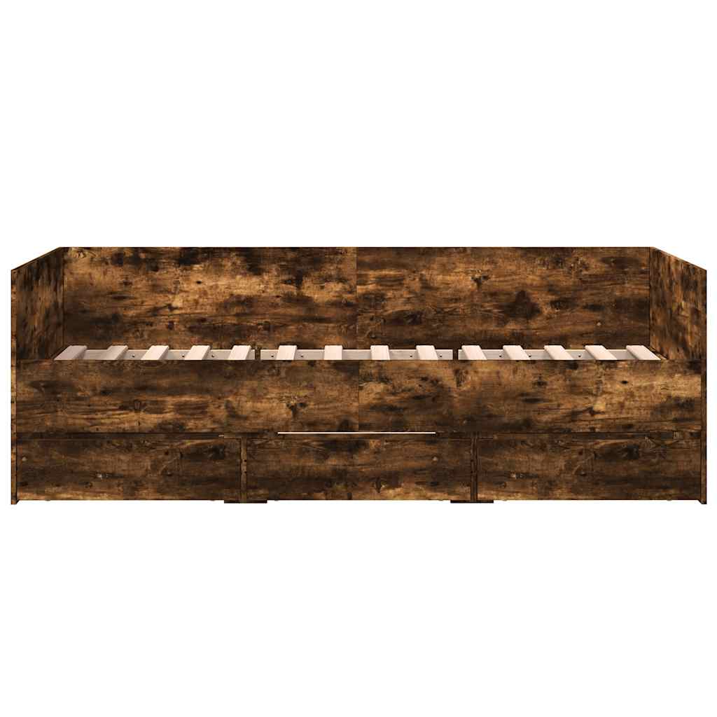 Daybed with Drawers without Mattress Smoked Oak 90x190 cm Single