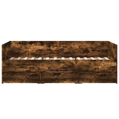 Daybed with Drawers without Mattress Smoked Oak 90x190 cm Single