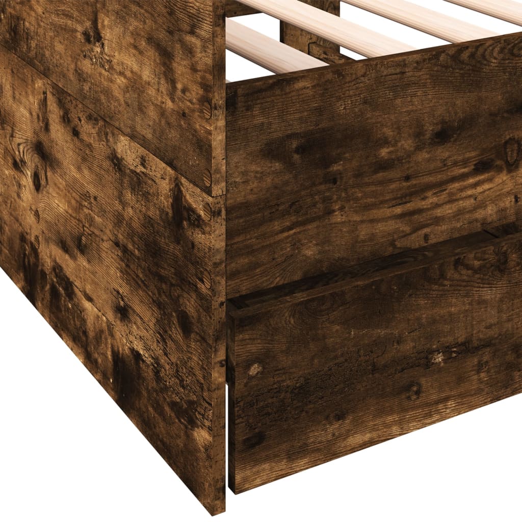 Daybed with Drawers without Mattress Smoked Oak 90x190 cm Single