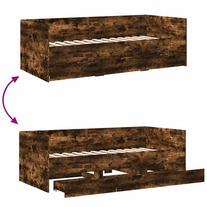 Daybed with Drawers without Mattress Smoked Oak 90x190 cm Single