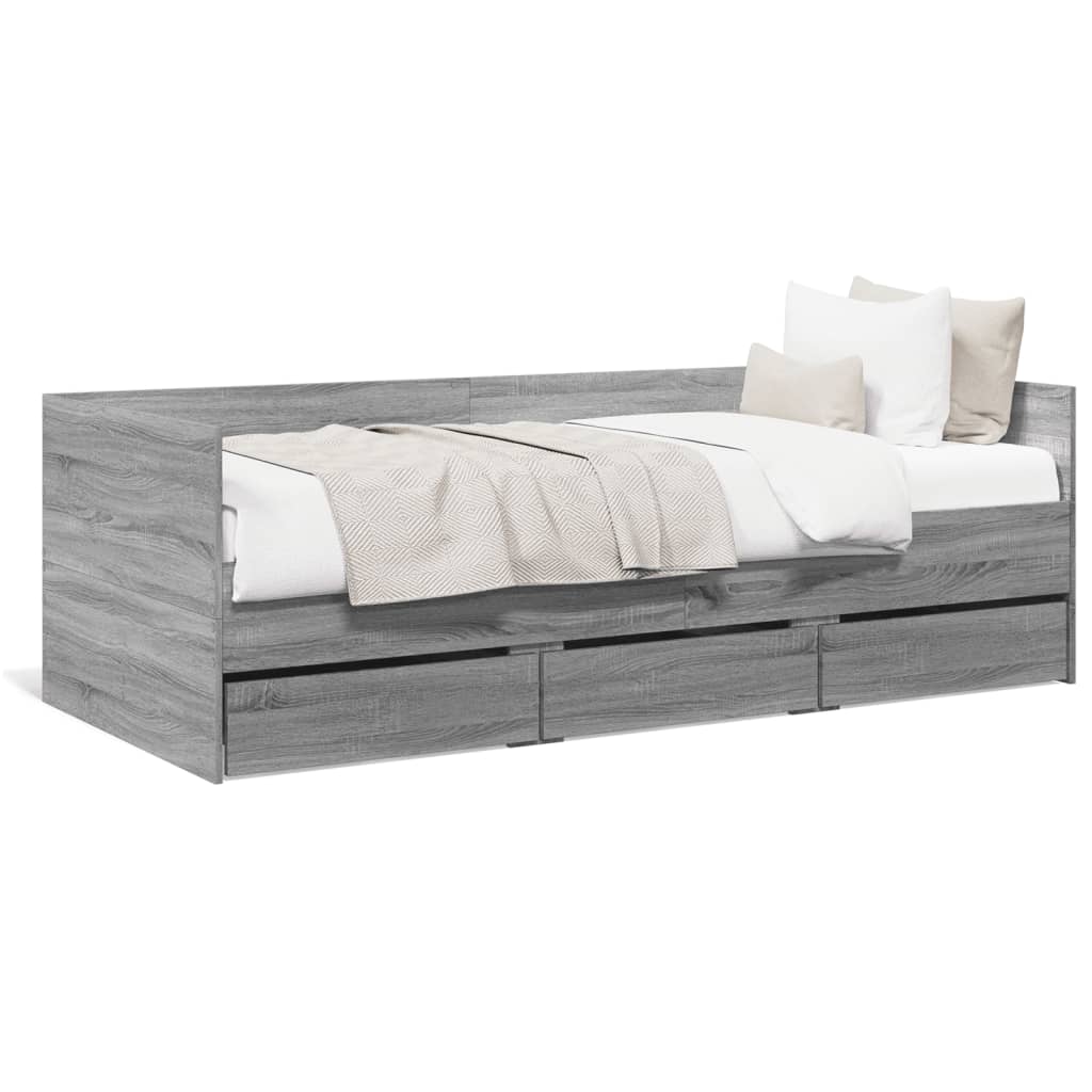 Daybed | Grey sonoma | Engineered wood | Single
