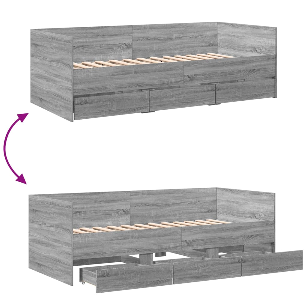 Daybed | Grey sonoma | Engineered wood | Single