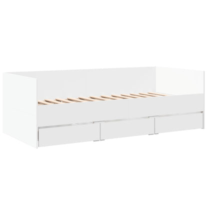 Daybed with Drawers without Mattress White 75x190 cm Small Single