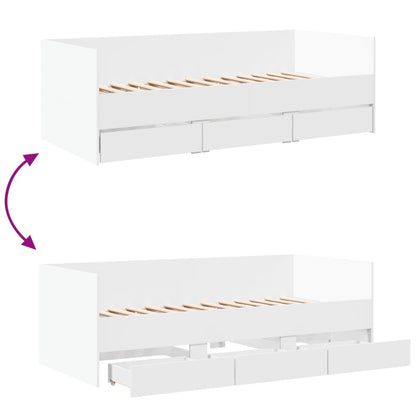 Daybed with Drawers without Mattress White 75x190 cm Small Single