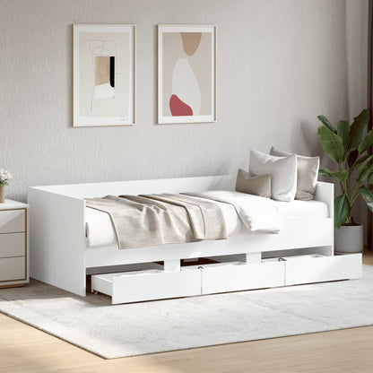 Daybed with Drawers without Mattress White 75x190 cm Small Single