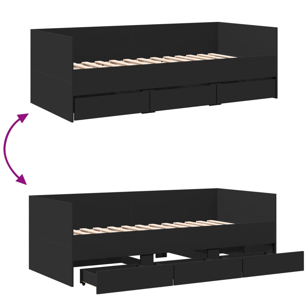 Daybed | Black | Engineered wood | Small Single