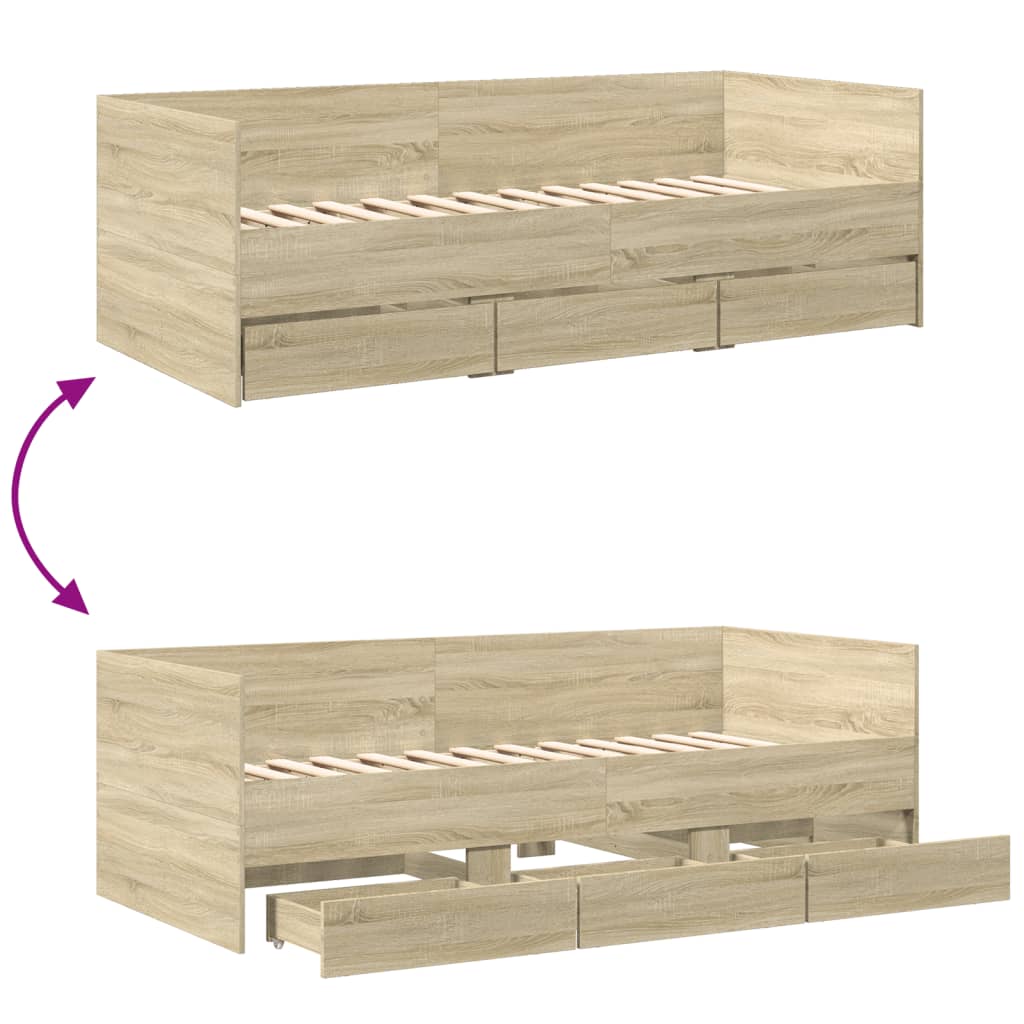 Daybed | Sonoma Oak | Engineered Wood | Small Single