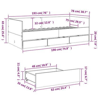 Daybed | Sonoma Oak | Engineered Wood | Small Single