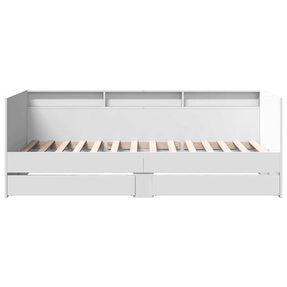 Daybed with Drawers without Mattress White 90x200 cm