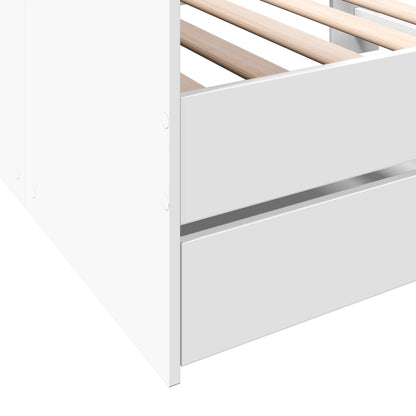 Daybed with Drawers without Mattress White 90x200 cm