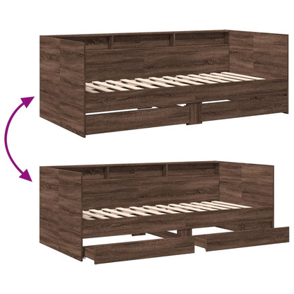 Daybed | Brown Oak | Engineered wood | Small Single