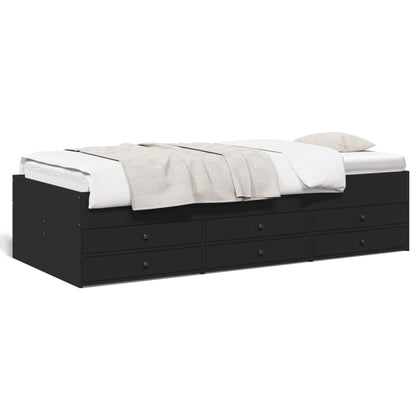 Daybed with Drawers without Mattress Black 100x200 cm