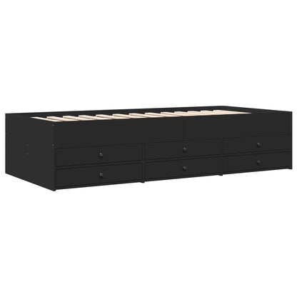 Daybed with Drawers without Mattress Black 100x200 cm