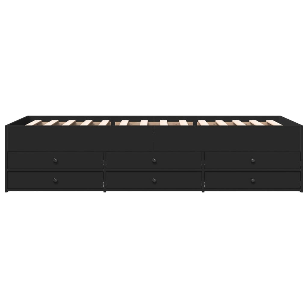 Daybed with Drawers without Mattress Black 100x200 cm